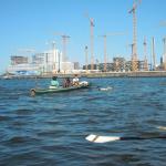 Ruderboote vor der Hamburger Baustelle 2021