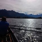 Ruderboot vor der Rhone Mündung Genfer See 2024